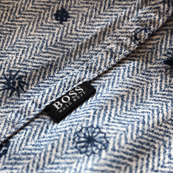 Blue Mens Paisley Shirt By Hugo Boss Black label - Picture 7 of 8